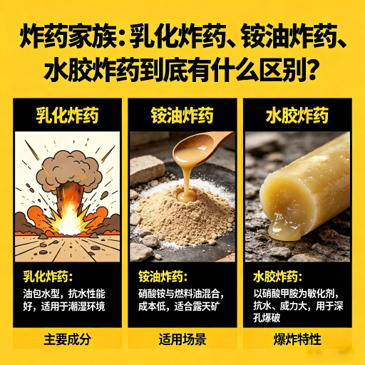 鹿寨炸药家族：乳化炸药、铵油炸药、水胶炸药到底有什么区别？